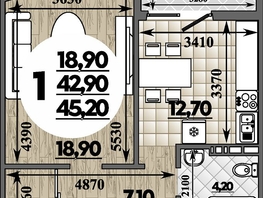 Продается 1-комнатная квартира ЖК Горгиппия, литера 2, 45.2 м², 9103280 рублей