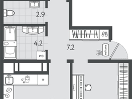 Продается 2-комнатная квартира ЖК Все Свои VIP, литера 4, 68.15 м², 17378250 рублей