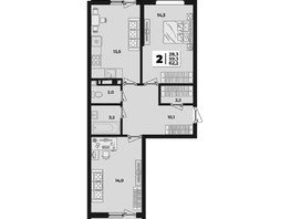 Продается 2-комнатная квартира ЖК Лето, литера 1.5, 62.2 м², 8733000 рублей