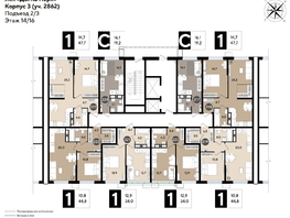 Продается 1-комнатная квартира ЖК DOGMA PARK (Догма парк), литера 19, 44  м², 7383200 рублей