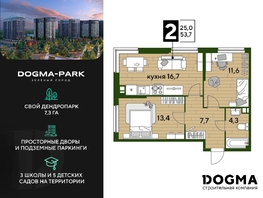 Продается 2-комнатная квартира ЖК DOGMA PARK (Догма парк), литера 21, 53.7 м², 7926120 рублей