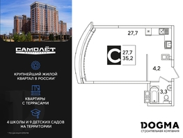 Продается Студия ЖК Самолет, литера 55, 35.2 м², 6902721 рублей