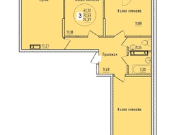Продается 3-комнатная квартира ЖК Друг, литера 2, 74.27 м², 9135210 рублей