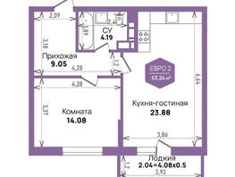 Продается 1-комнатная квартира ЖК Левада, литера 6, 53.24 м², 7187400 рублей