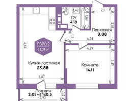 Продается 1-комнатная квартира ЖК Левада, литера 6, 53.31 м², 6980944 рублей