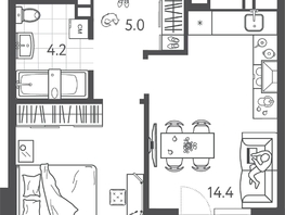 Продается 1-комнатная квартира ЖК Все Свои VIP, литера 6, 37.25 м², 9759500 рублей
