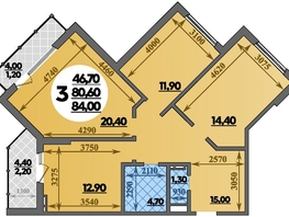 Продается 3-комнатная квартира ЖК Парк у дома, литера 7.2, 84 м², 13829999 рублей
