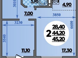 Продается 2-комнатная квартира ЖК Парк у дома, литера 7.1, 45.2  м², 8203800 рублей