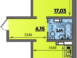 Продается 1-комнатная квартира ЖК Восточный, литера 37, 46.96  м², 5912999 рублей