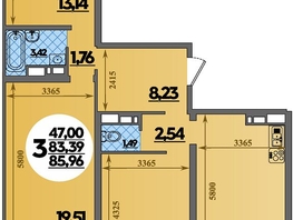 Продается 3-комнатная квартира ЖК Город у моря, литера 21, 85.96 м², 10453000 рублей