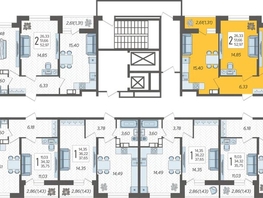 Продается 2-комнатная квартира ЖК Смородина, литера 14, 52.97 м², 7325751 рублей