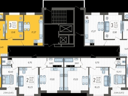 Продается 3-комнатная квартира ЖК Смородина, литера 13, 74.27  м², 9016378 рублей