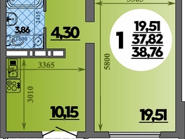 Продается 1-комнатная квартира ЖК Город у моря, литера 21, 38.76 м², 6837264 рублей