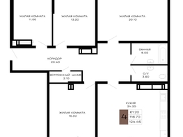 Продается 4-комнатная квартира ЖК Сердце, 124.45  м², 46668750 рублей