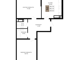 Продается 2-комнатная квартира ЖК Сердце, 69  м², 26565000 рублей