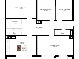 Продается 4-комнатная квартира ЖК Сердце, 137.1  м², 50727000 рублей
