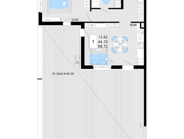 Продается 1-комнатная квартира ЖК Фонтаны, литер 19, 68.72  м², 12369600 рублей