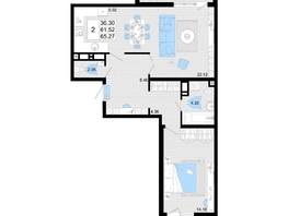 Продается 2-комнатная квартира ЖК Фонтаны, литер 19, 65.27 м², 11422250 рублей