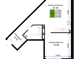 Продается 1-комнатная квартира ЖК Сегодня, литер 2, 57.15 м², 6172200 рублей