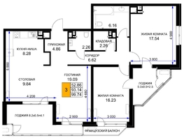 Продается 3-комнатная квартира ЖК Сегодня, литер 6, 99.74 м², 13265420 рублей