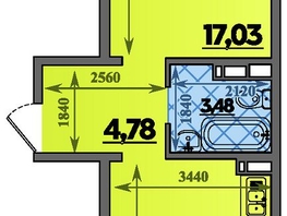 Продается 1-комнатная квартира ЖК Молодежный 2, литера 12, 39.89 м², 5405095 рублей