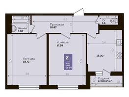 Продается 2-комнатная квартира ЖК Левада, литера 8, 65.2 м², 7561782 рублей