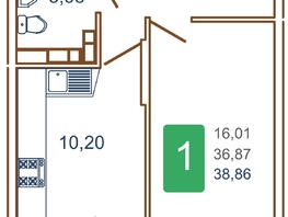 Продается 1-комнатная квартира ЖК Хорошая погода, литера 1, 40.85 м², 5310500 рублей