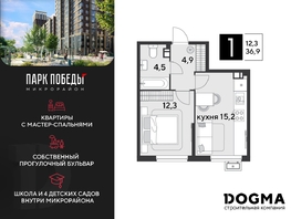 Продается 1-комнатная квартира ЖК Парк Победы 2, литера 8, 36.9 м², 5889240 рублей
