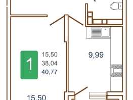 Продается 1-комнатная квартира ЖК Хорошая погода, литера 2, 42.35 м², 5801950 рублей