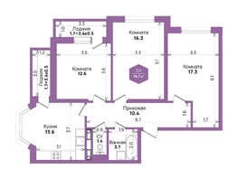 Продается 3-комнатная квартира ЖК Бауинвест, литера 6.1, 78.7  м², 10924441 рублей