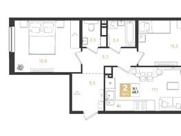 Продается 2-комнатная квартира ЖК REEDS (Ридз), литер 6, 68.7  м², 10153860 рублей