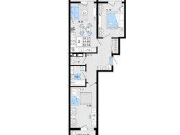 Продается 2-комнатная квартира ЖК Резиденция морей, корпус В, 69.54 м², 15663885 рублей