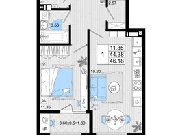 Продается 1-комнатная квартира ЖК Резиденция морей, корпус В, 46.18 м², 11972165 рублей