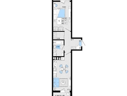 Продается 1-комнатная квартира ЖК Резиденция морей, корпус В, 49.11  м², 12596715 рублей
