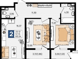 Продается 2-комнатная квартира ЖК Резиденция морей, корпус Е, 60.54  м², 12713400 рублей