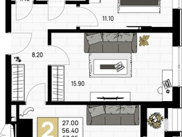 Продается 2-комнатная квартира ЖК На Высоком берегу, 57.85  м², 15041000 рублей