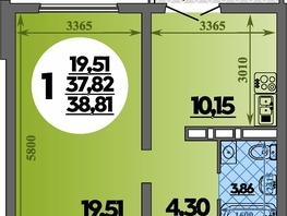 Продается 1-комнатная квартира ЖК Город у моря, литера 23, 38.81 м², 7265999 рублей