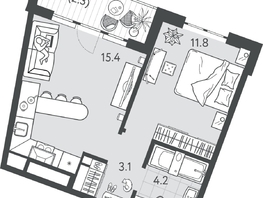 Продается 1-комнатная квартира ЖК Все Свои VIP, литера 7, 36.35  м², 9887200 рублей