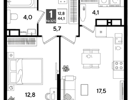 Продается 1-комнатная квартира ЖК DOGMA PARK (Догма парк), литера 19, 43.7  м², 7525141 рублей