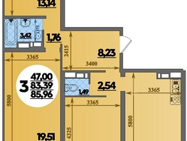 Продается 3-комнатная квартира ЖК Город у моря, литера 22, 85.96  м², 10908324 рублей