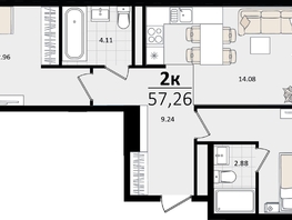Продается 2-комнатная квартира ЖК Патрики, литер 4.1, 57.26  м&sup2;, 15986992 рублей