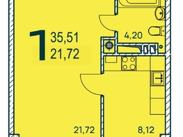 Продается 1-комнатная квартира ЖК Две реки, 35.45  м², 6753225 рублей