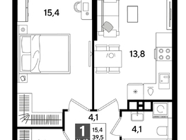 Продается 1-комнатная квартира ЖК DOGMA PARK (Догма парк), литера 19, 39.1  м², 7112290 рублей