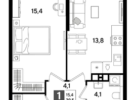 Продается 1-комнатная квартира ЖК DOGMA PARK (Догма парк), литера 19, 38.9 м², 7056460 рублей