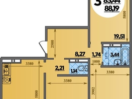 Продается 3-комнатная квартира ЖК Восточный, литера 47, 88.19 м², 10230040 рублей