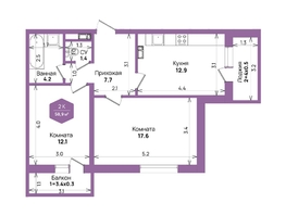 Продается 2-комнатная квартира ЖК Бауинвест, литера 6.1, 58.9  м², 8619383 рублей
