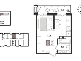 Продается Студия ЖК Рекорд 2, литера 3, 32.3  м&sup2;, 8985860 рублей