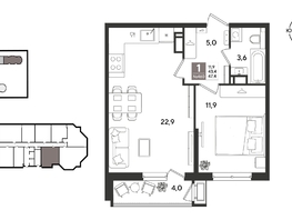 Продается 1-комнатная квартира ЖК Рекорд 2, литера 3, 46.9  м&sup2;, 12208070 рублей