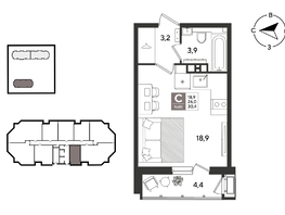 Продается Студия ЖК Рекорд 2, литера 4, 30.4  м&sup2;, 8335680 рублей