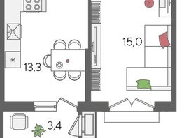 Продается 1-комнатная квартира ЖК Рекорд 2, литера 5, 41.4  м&sup2;, 10788840 рублей